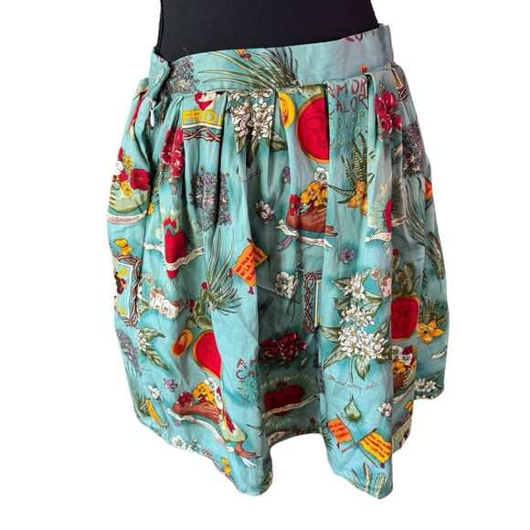 GRACE KARIN Ladies Sea Blue Retro Style VIVA FRIDA Wearable Art Skirt L - Picture 3 of 8